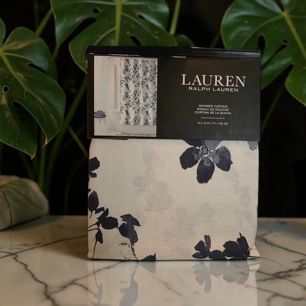 Ralph Lauren Floral Shower Curtain FLOWERD Blue White New